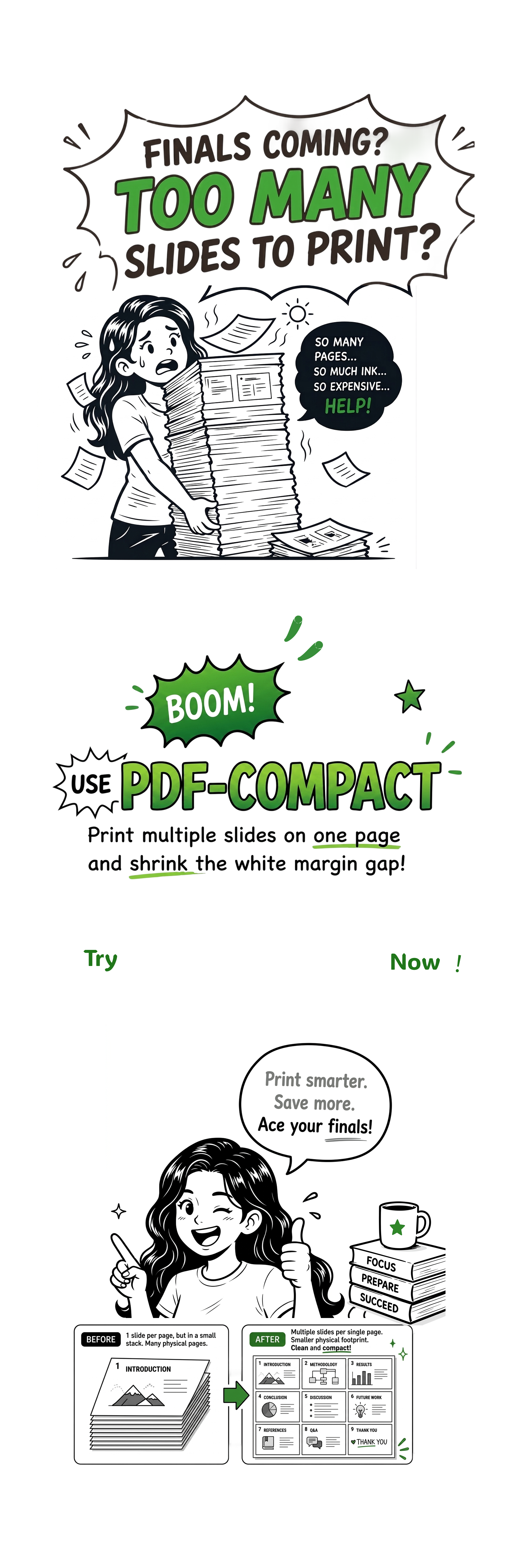 Mobile PDF-Compact tool for printing multiple PDF pages per sheet