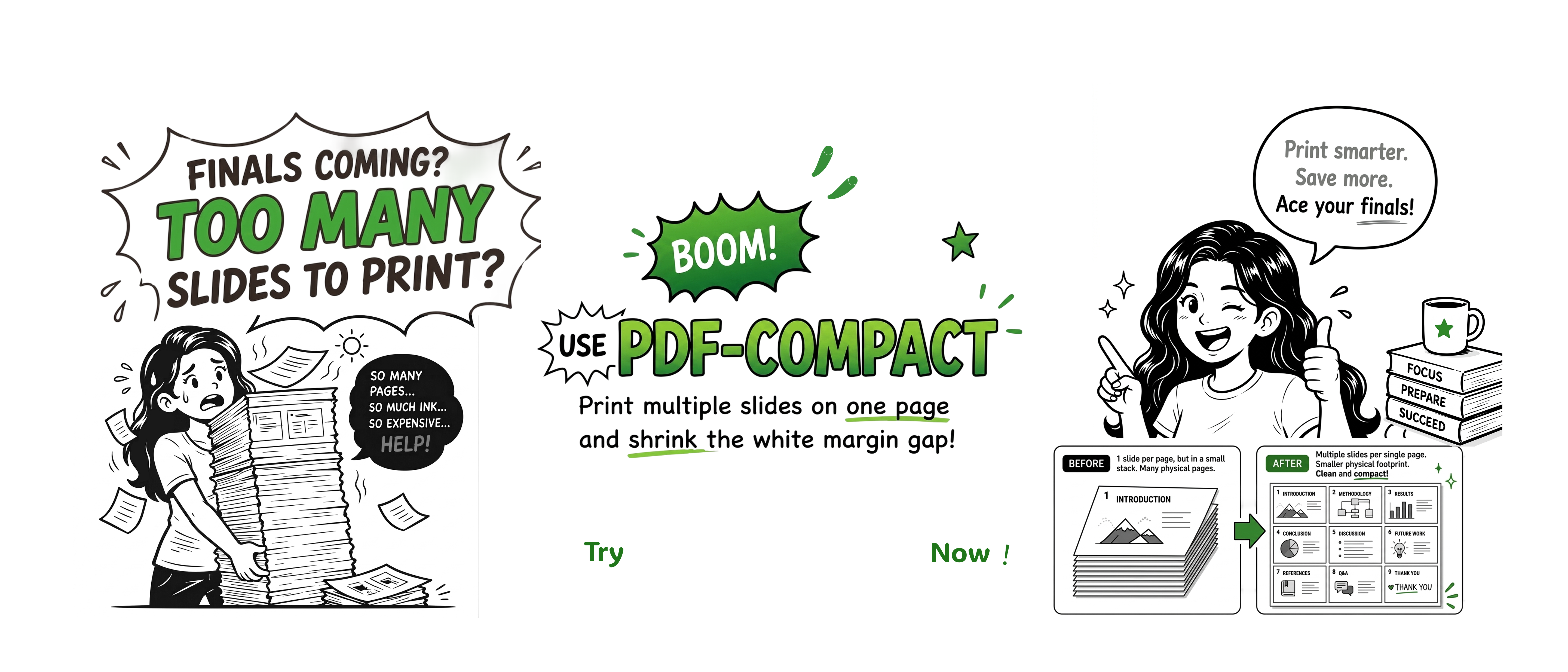 PDF-Compact tool for printing multiple PDF pages per sheet to save paper
